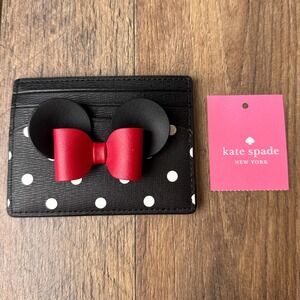 Kate Spade Disney Minnie Mouse Card Holder Case Polka Dot Black NWT